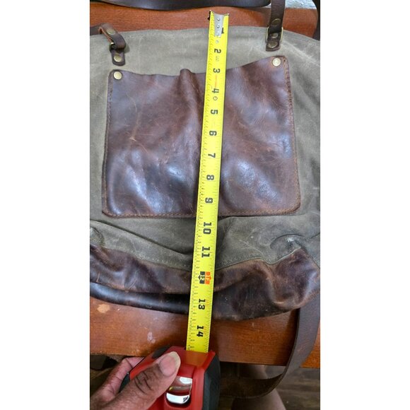 Vintage In Blue Canvas & Leather Crossbody Bag With Adjustable Strap - Picture 10 of 12